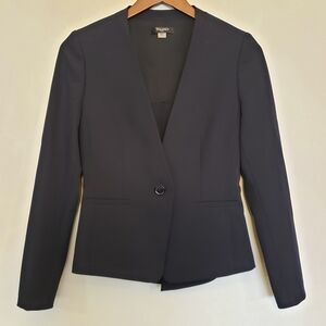 ⭐NWOT Tahari Navy Bow Back Open Slits Blazer Size 2